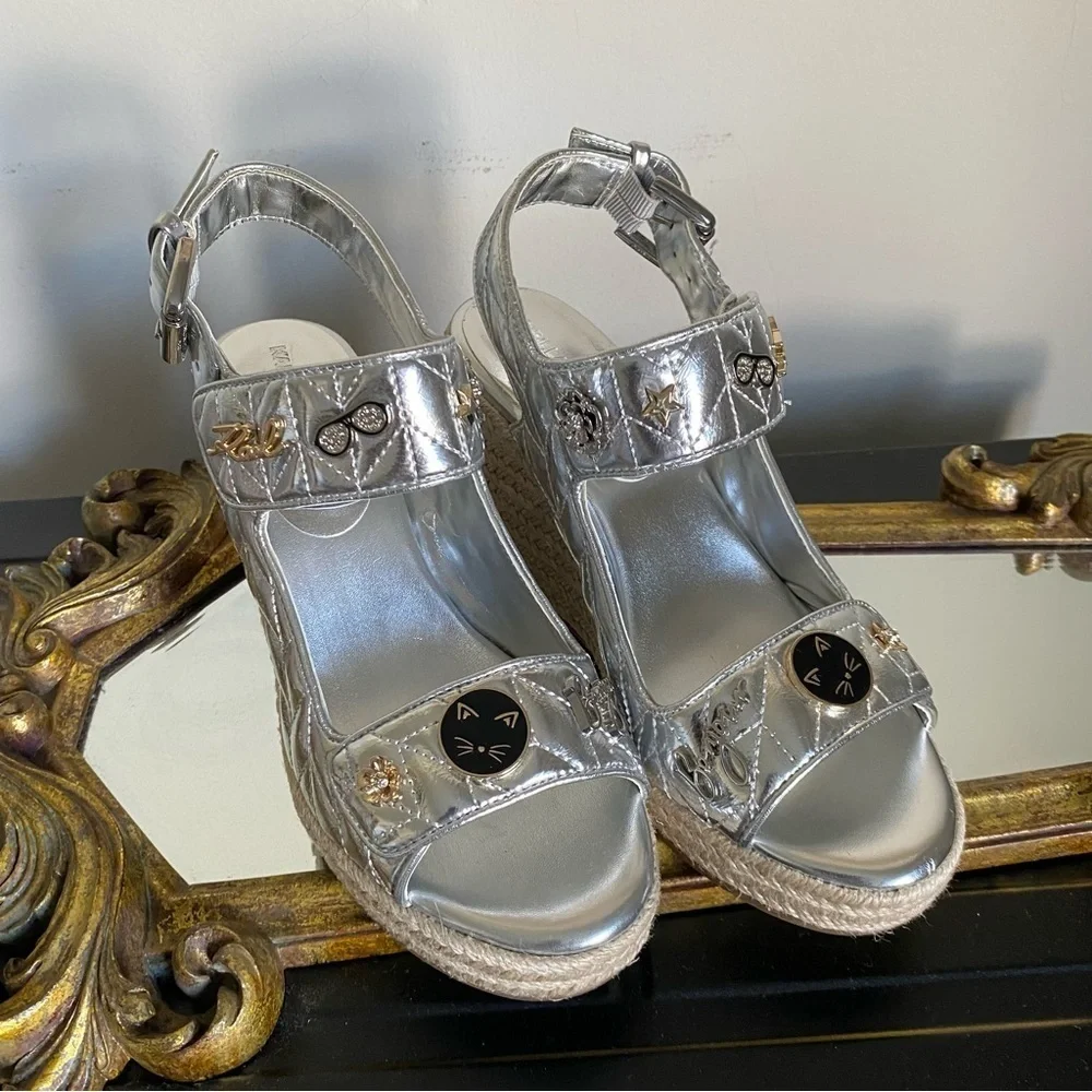 KARL LAGERFELD SILVER ESPADRILLES